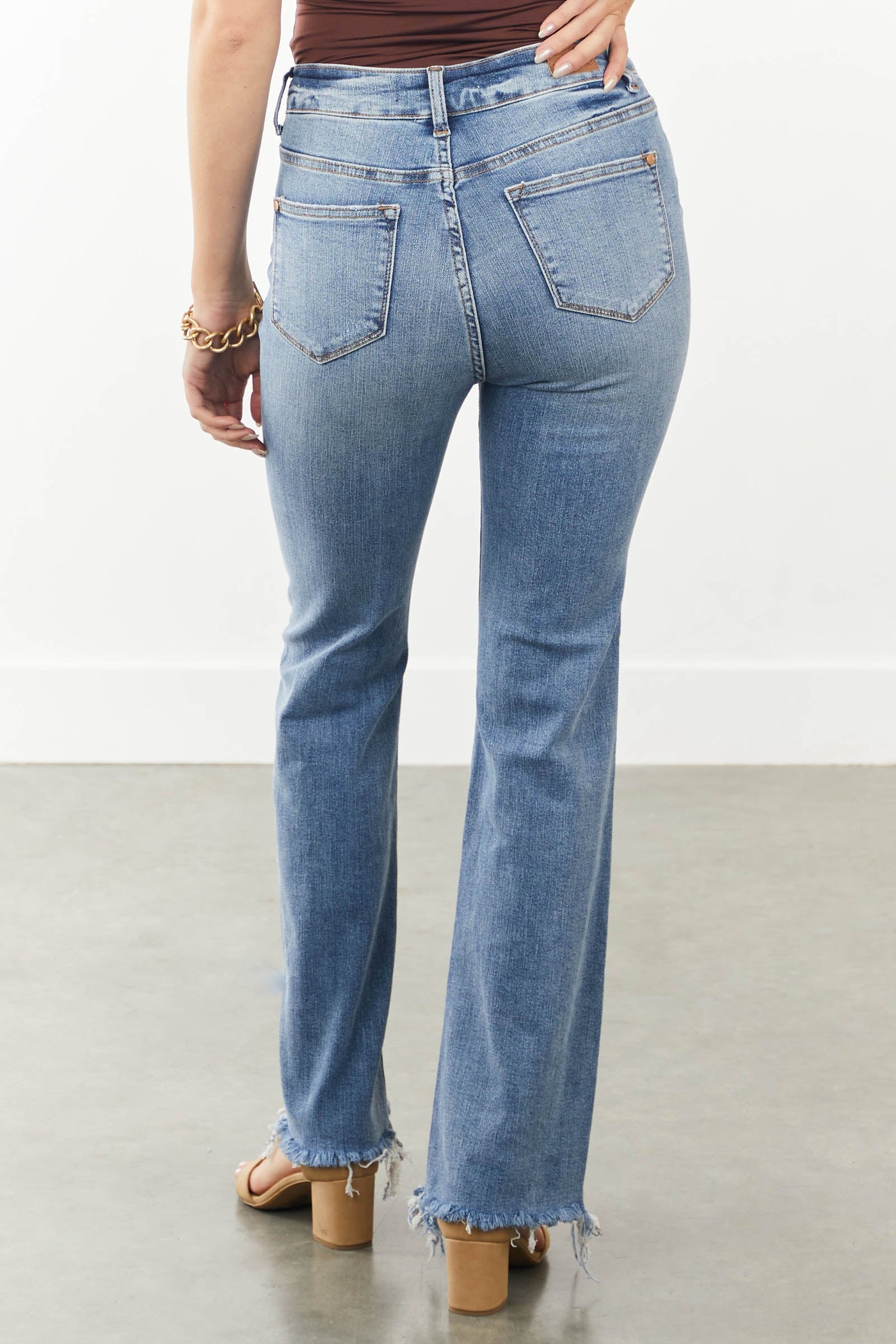 Medium Wash High Rise Bootcut Jeans