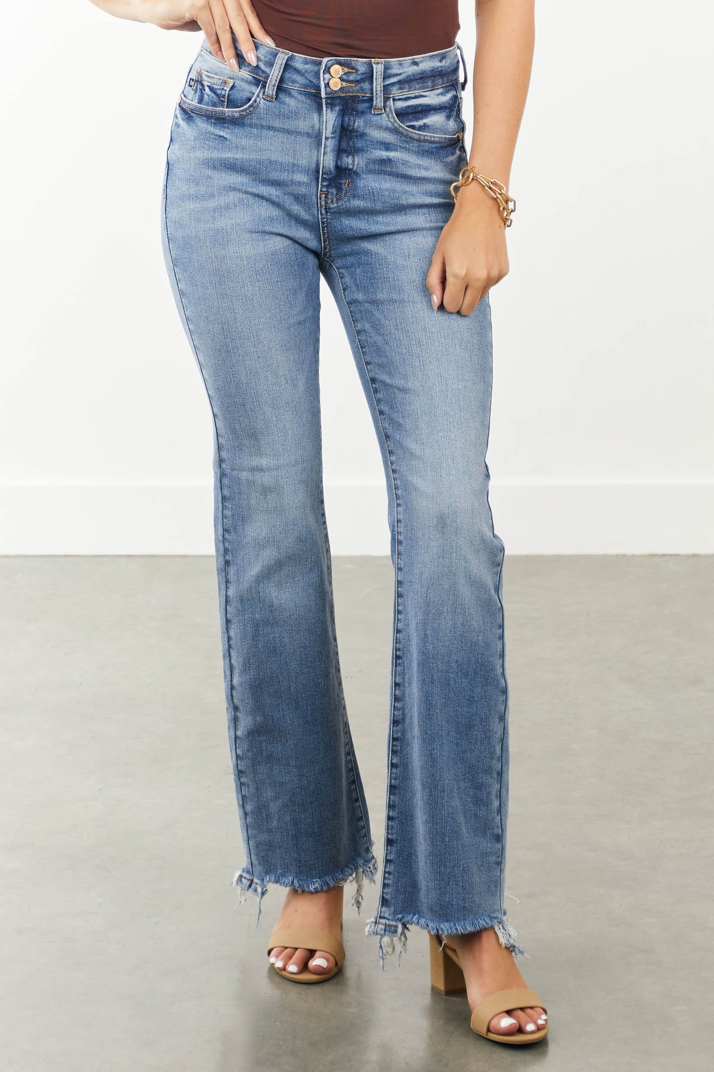 Medium Wash High Rise Bootcut Jeans