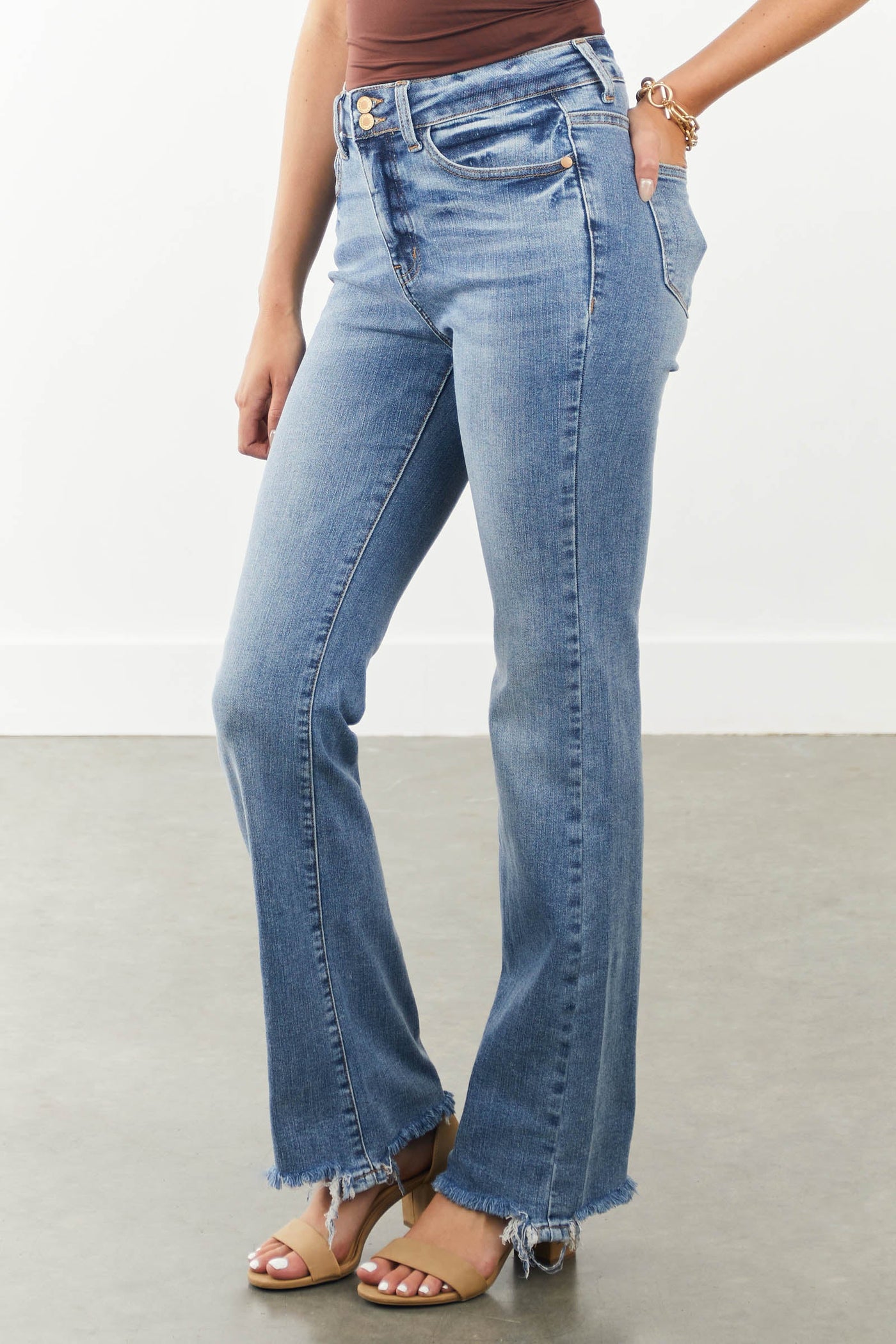 Medium Wash High Rise Bootcut Jeans