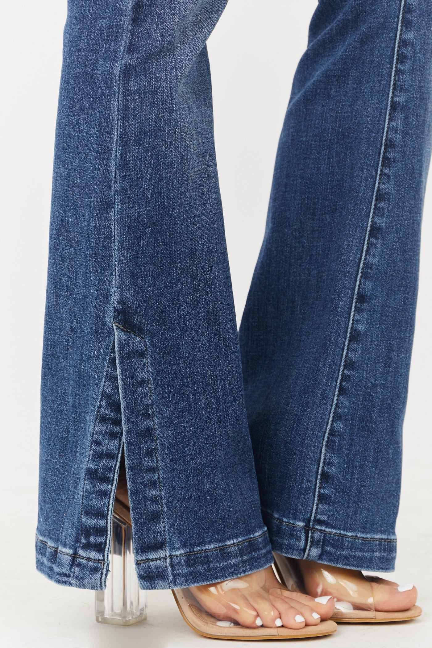 Medium Wash High Rise Bootcut Jeans with Side Slits