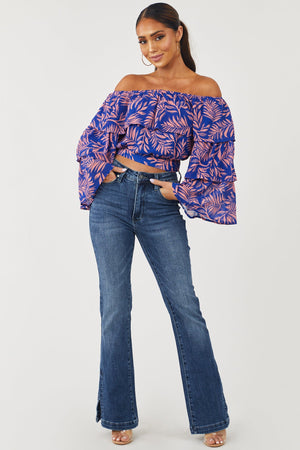 Medium Wash High Rise Bootcut Jeans with Side Slits