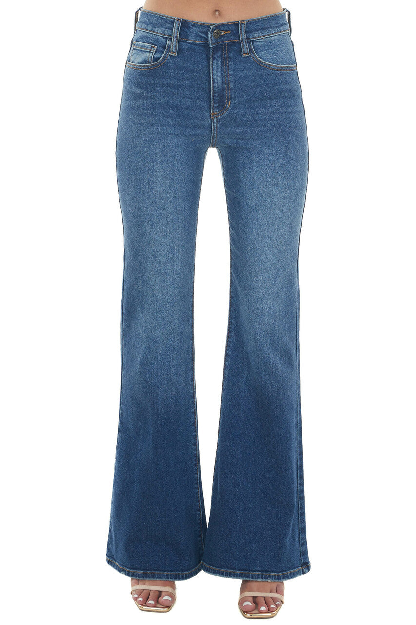 Medium Wash High Rise Flare Leg Denim Jeans