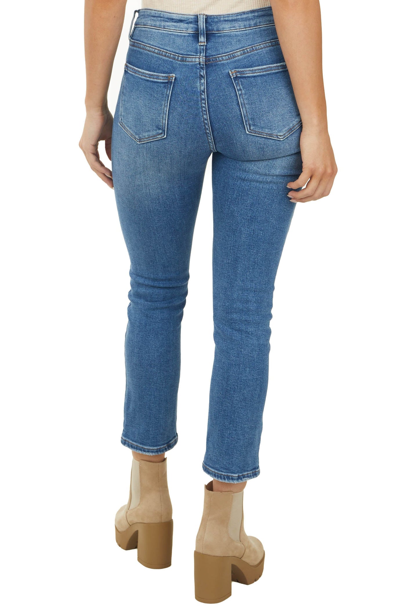 Medium Wash High Rise Lightly Distressed Jeans