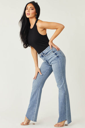 Medium Wash High Rise Slim Bootcut Jeans