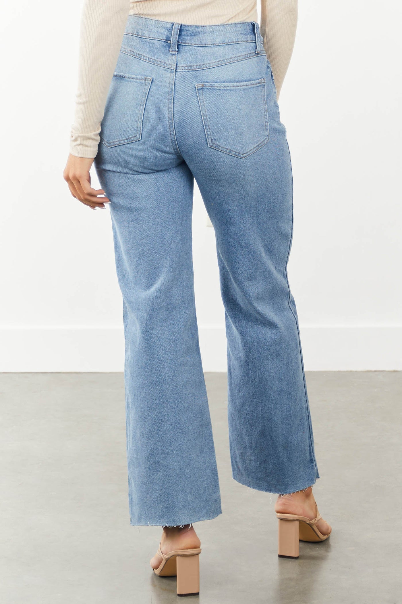 Medium Wash High Rise Wide Leg Jeans