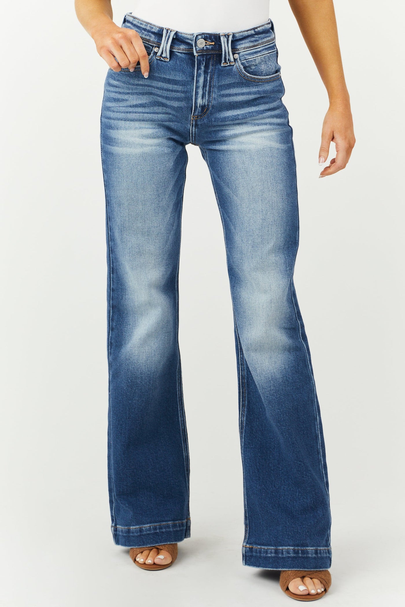 Medium Wash High Rise Wide Relaxed Denim Jeans
