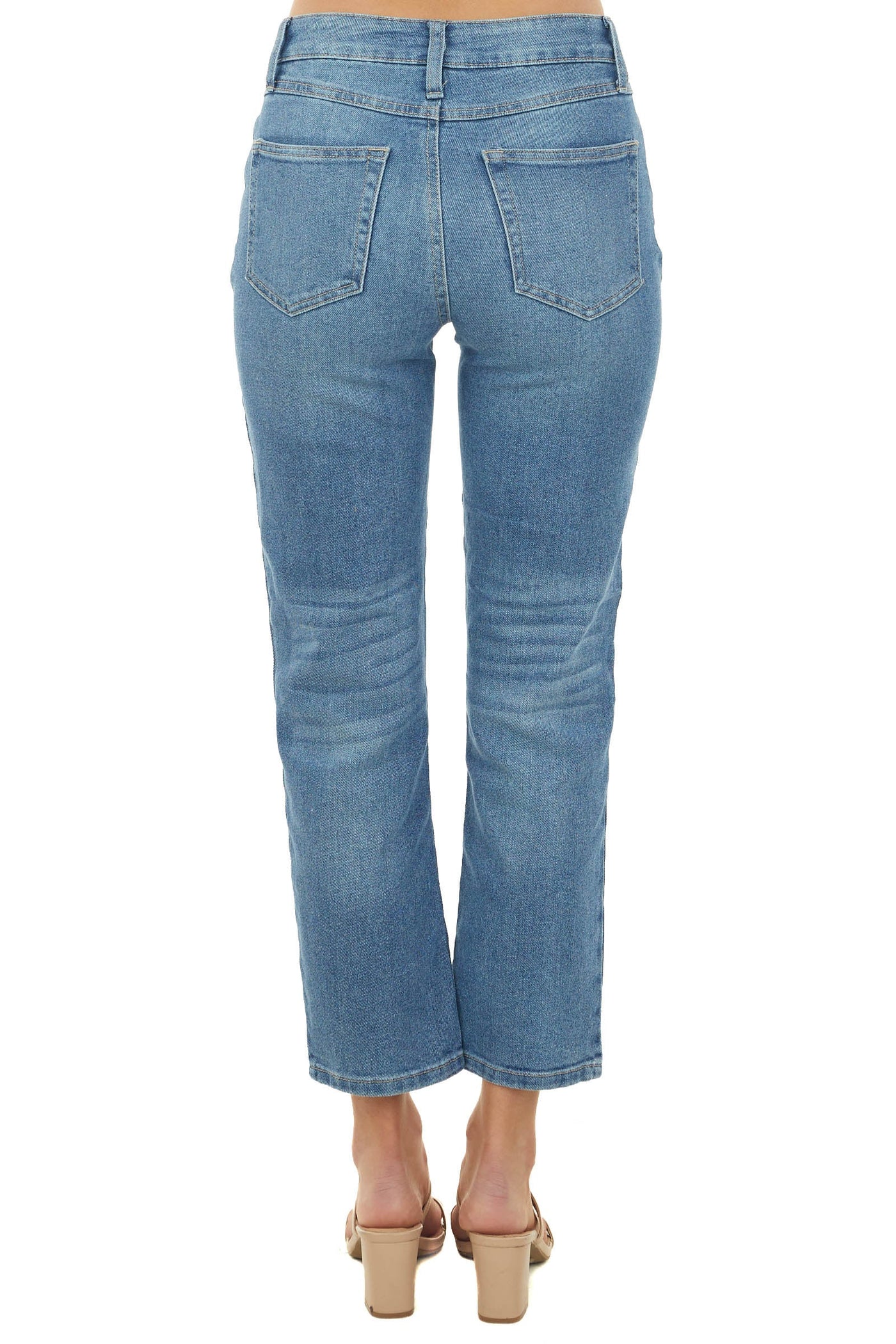 Medium Wash High Rise Zipper Fly Mom Jeans