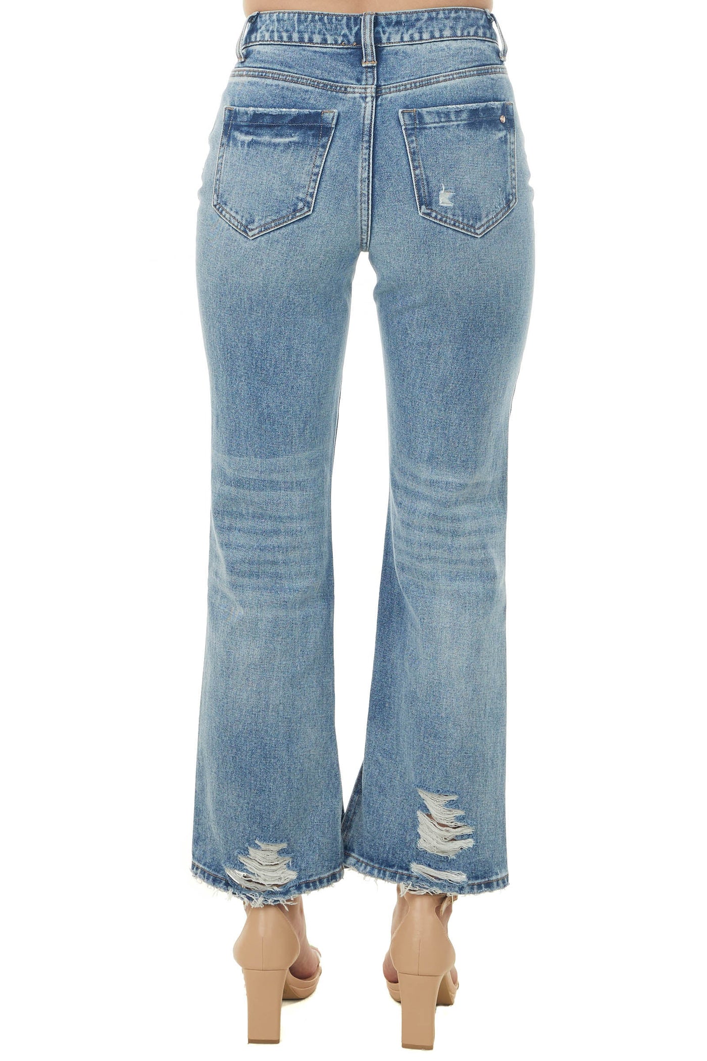 Medium Wash Straight Fit Jeans with Side Slits