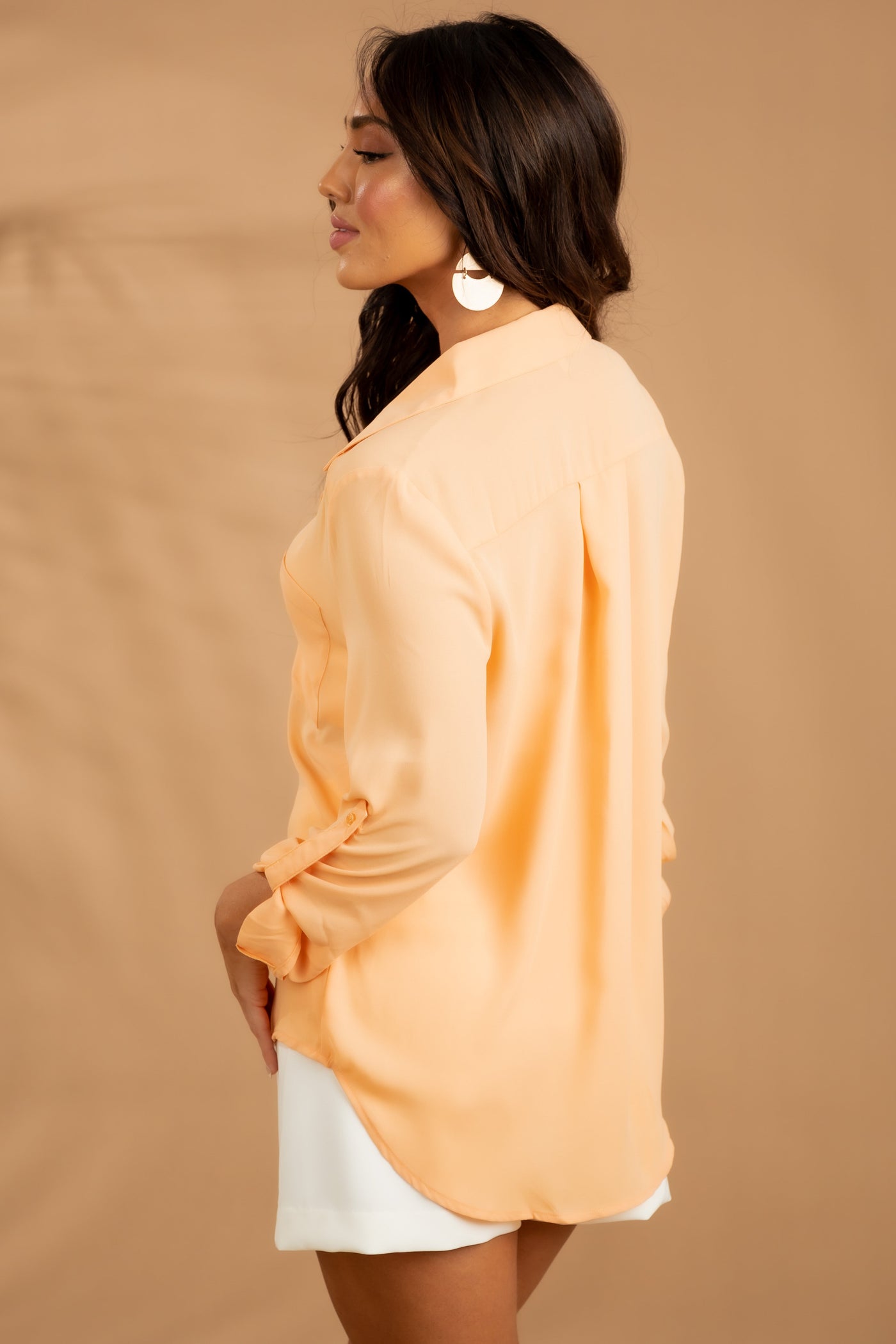 Melon Chest Pocket Collared Blouse