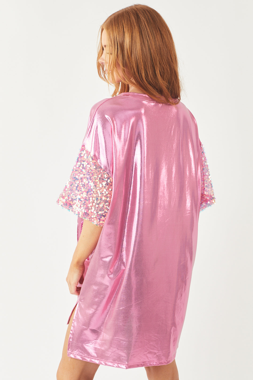 Metallic Pink 'It's My Birthday' Tee Shirt Dress