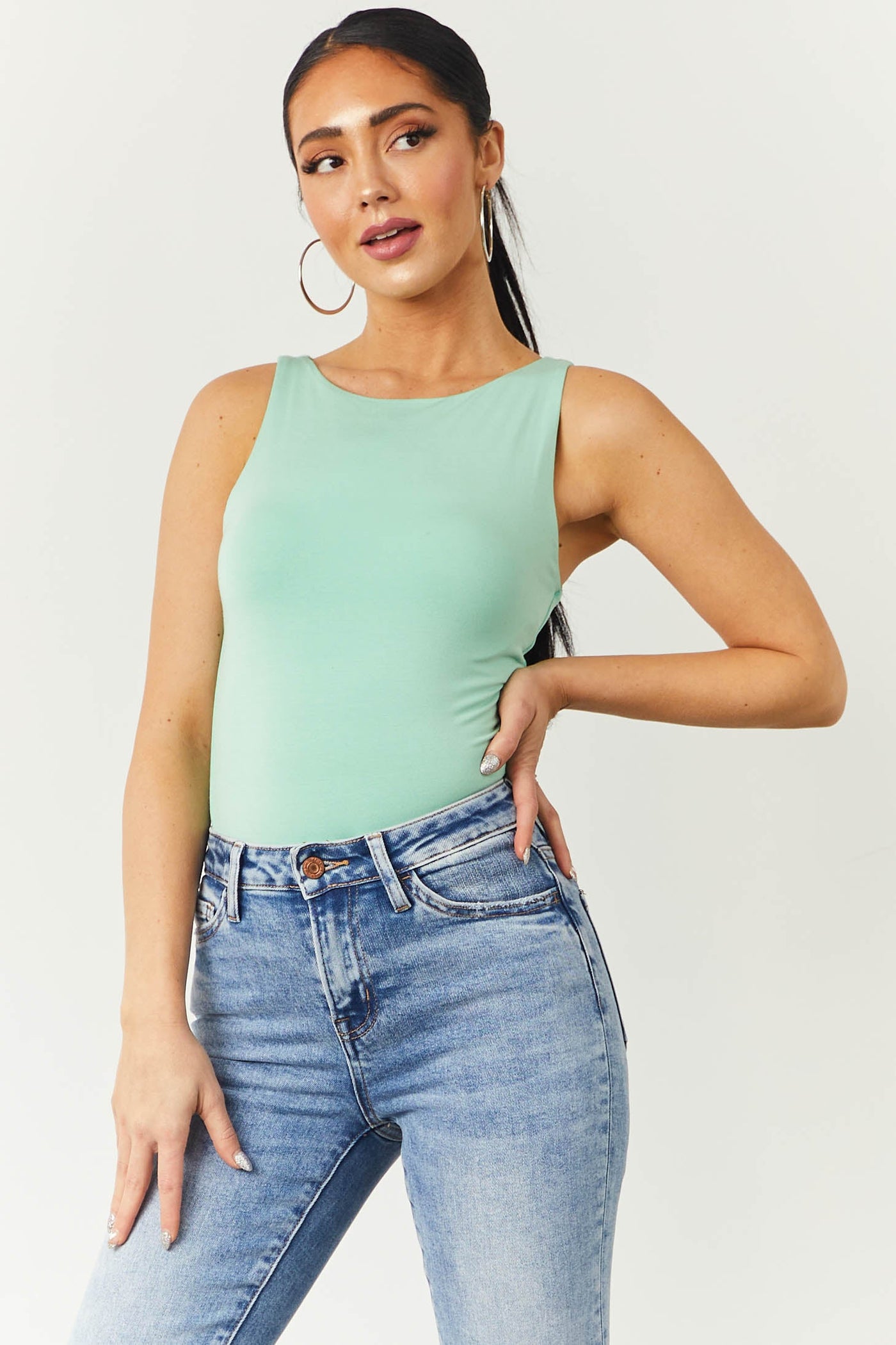 Mint Basic Fitted Knit Tank Top