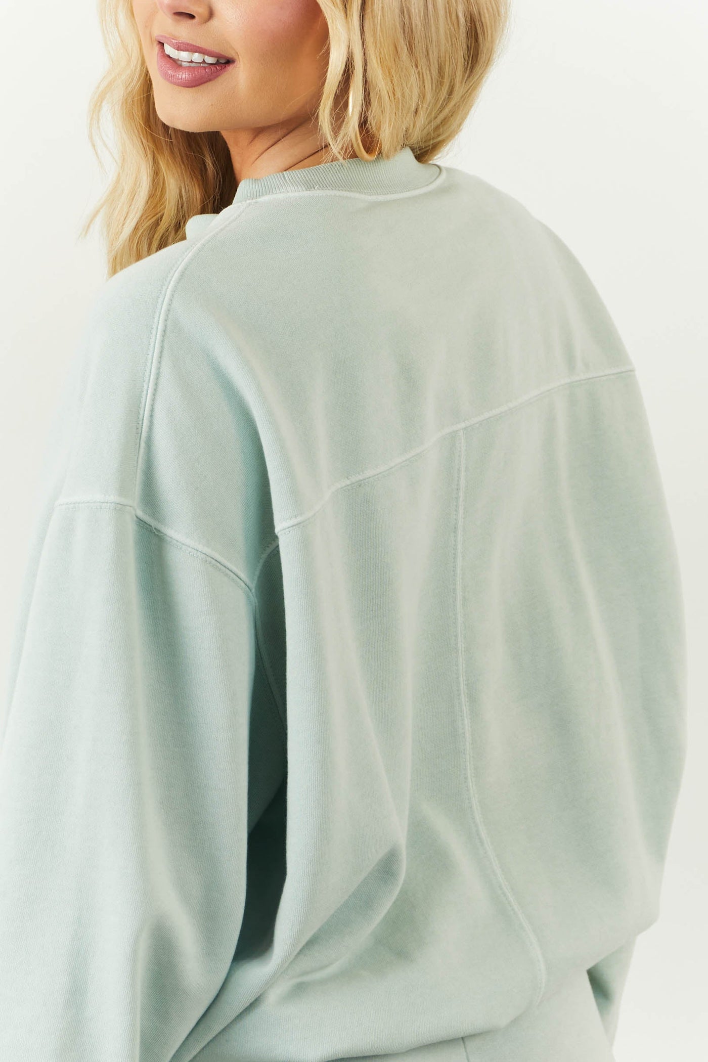 Mint Fleece Lined Seam Detail Sweatshirt