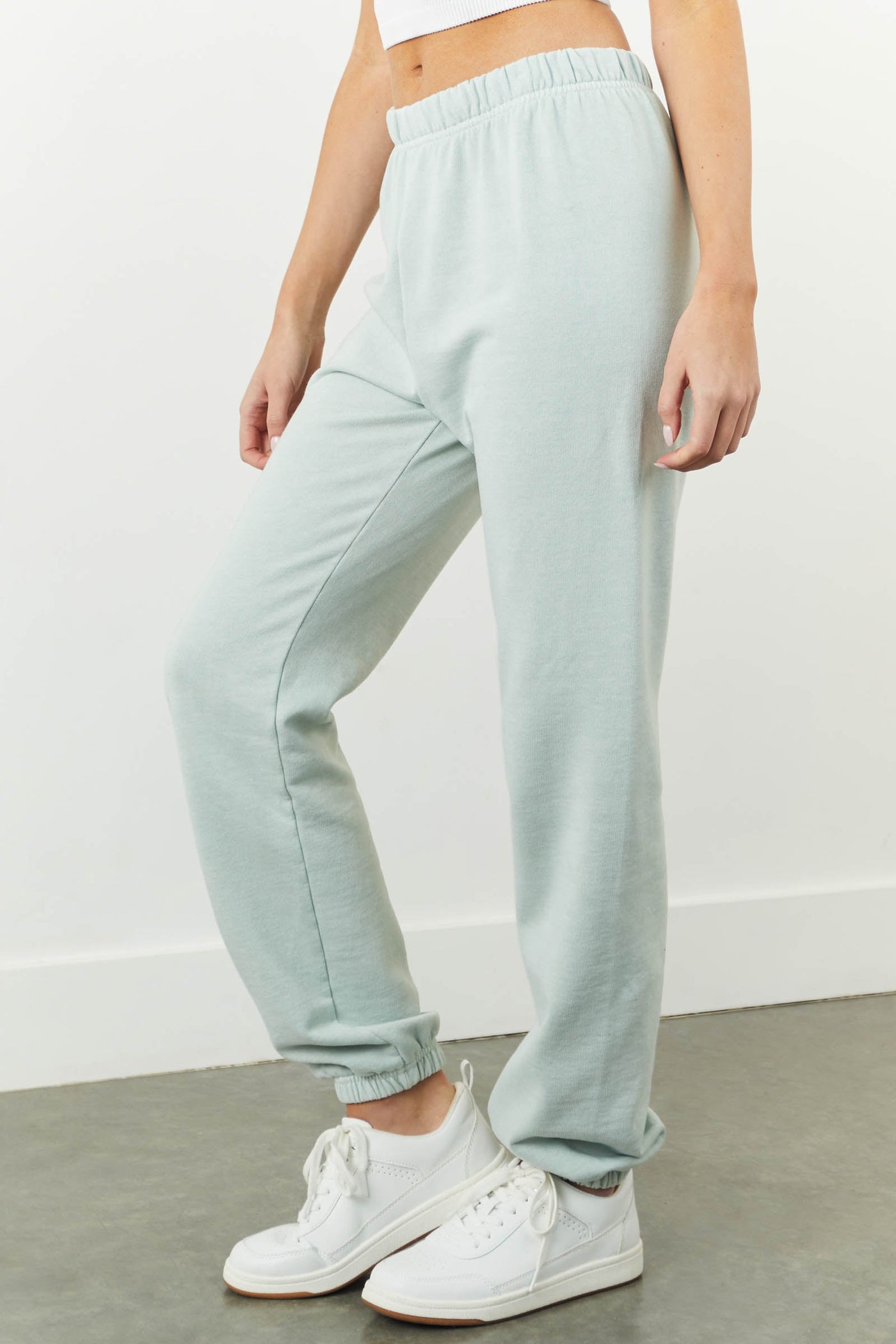 Mint Fleece Lined Solid Cotton Sweatpants
