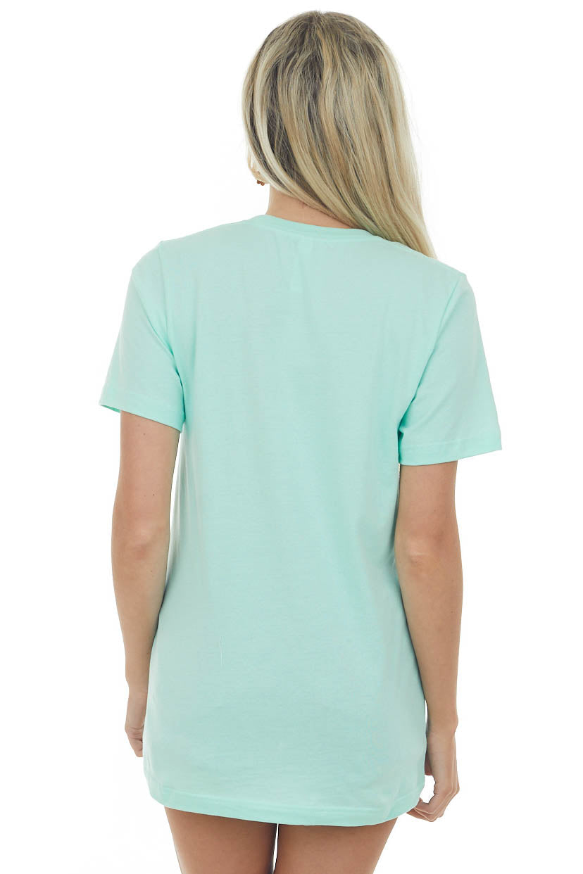 Mint 'Choose Happy' Flower Graphic Tee Shirt