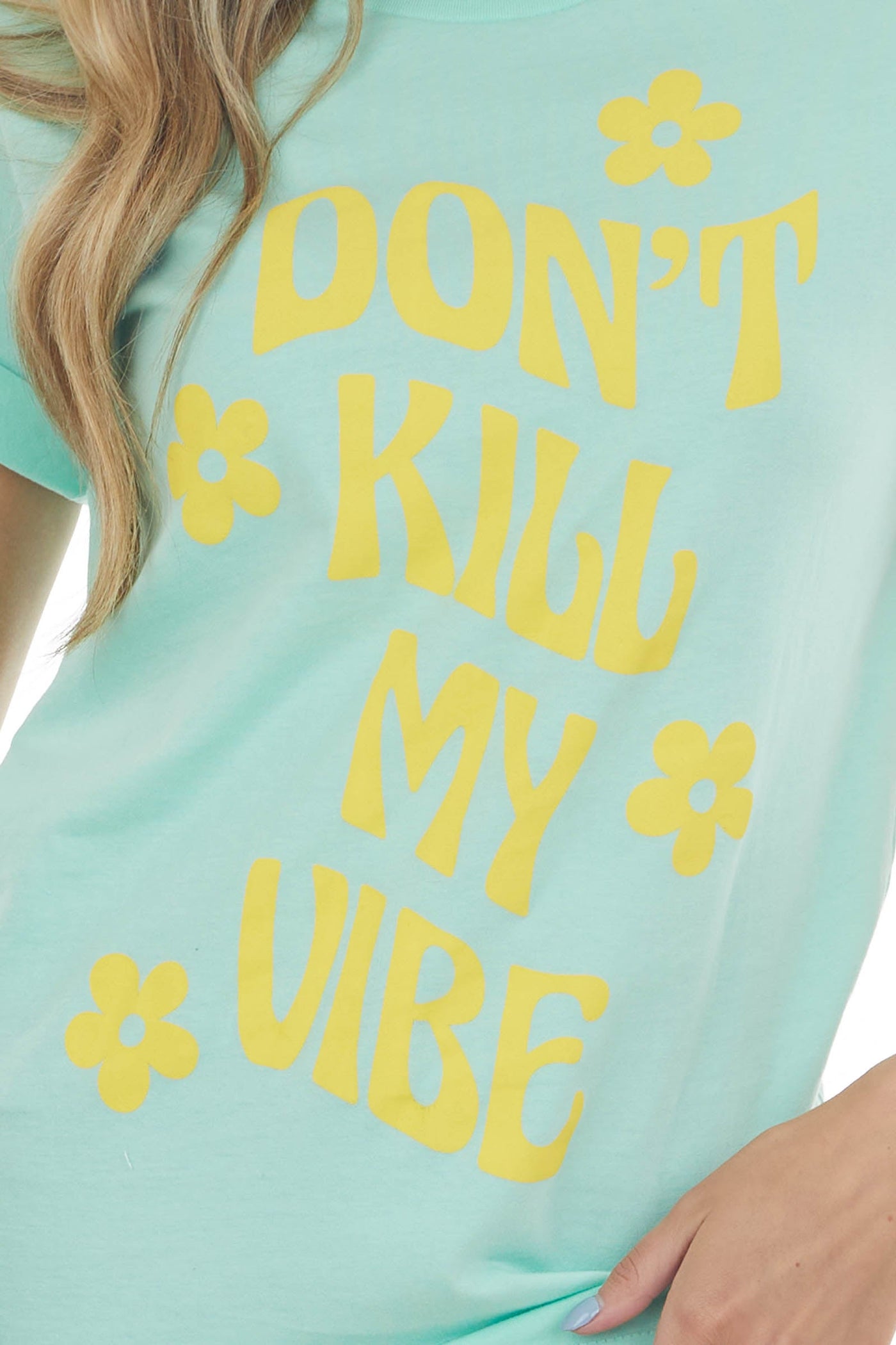 Mint 'Don't Kill My Vibe' Daisy Graphic Tee