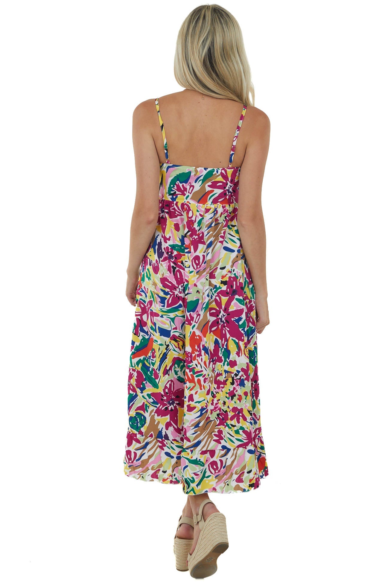 Mulberry Abstract Floral Babydoll Midi Dress