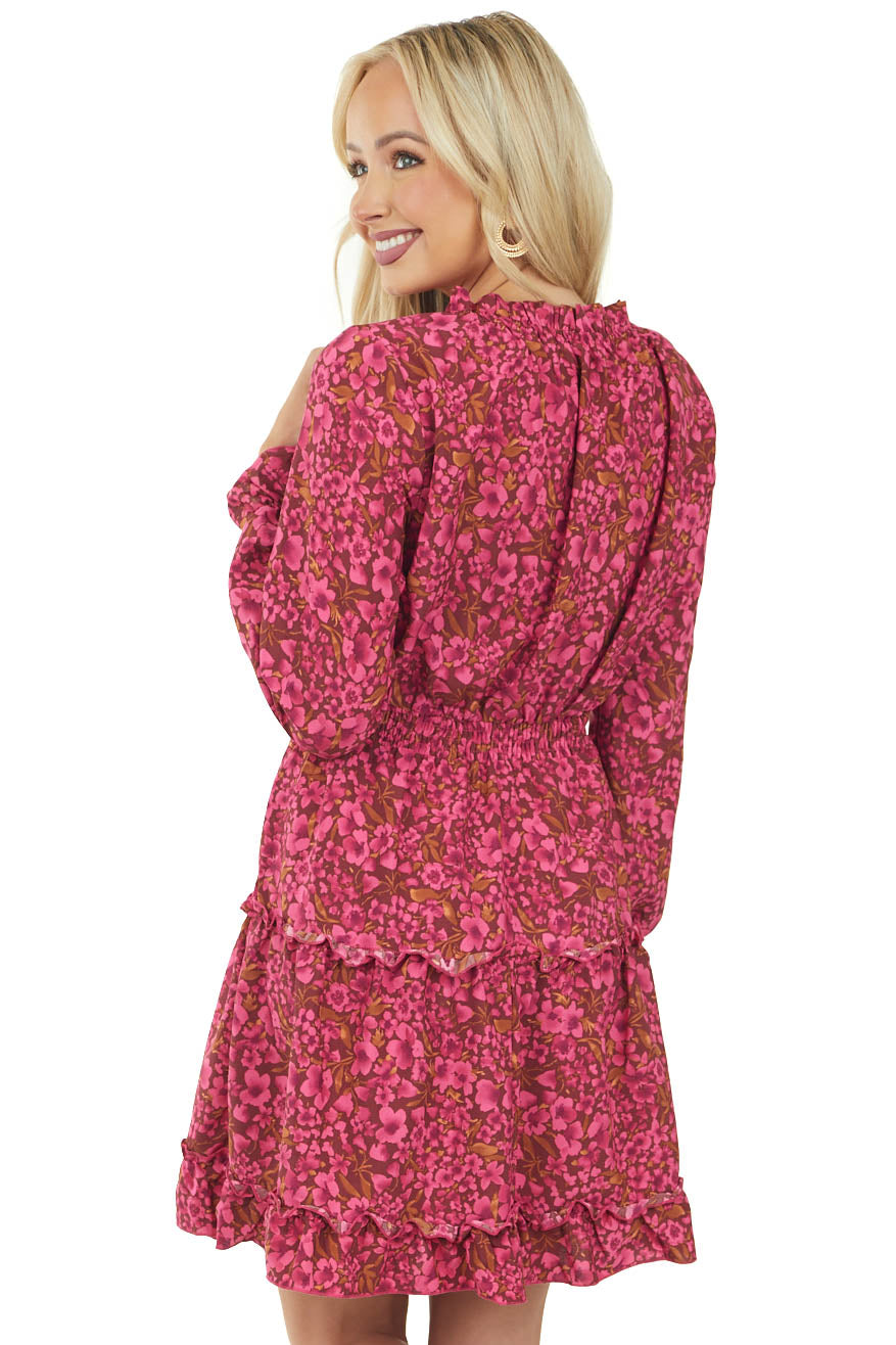 Mulberry Floral Print Peasant Style Frill Dress