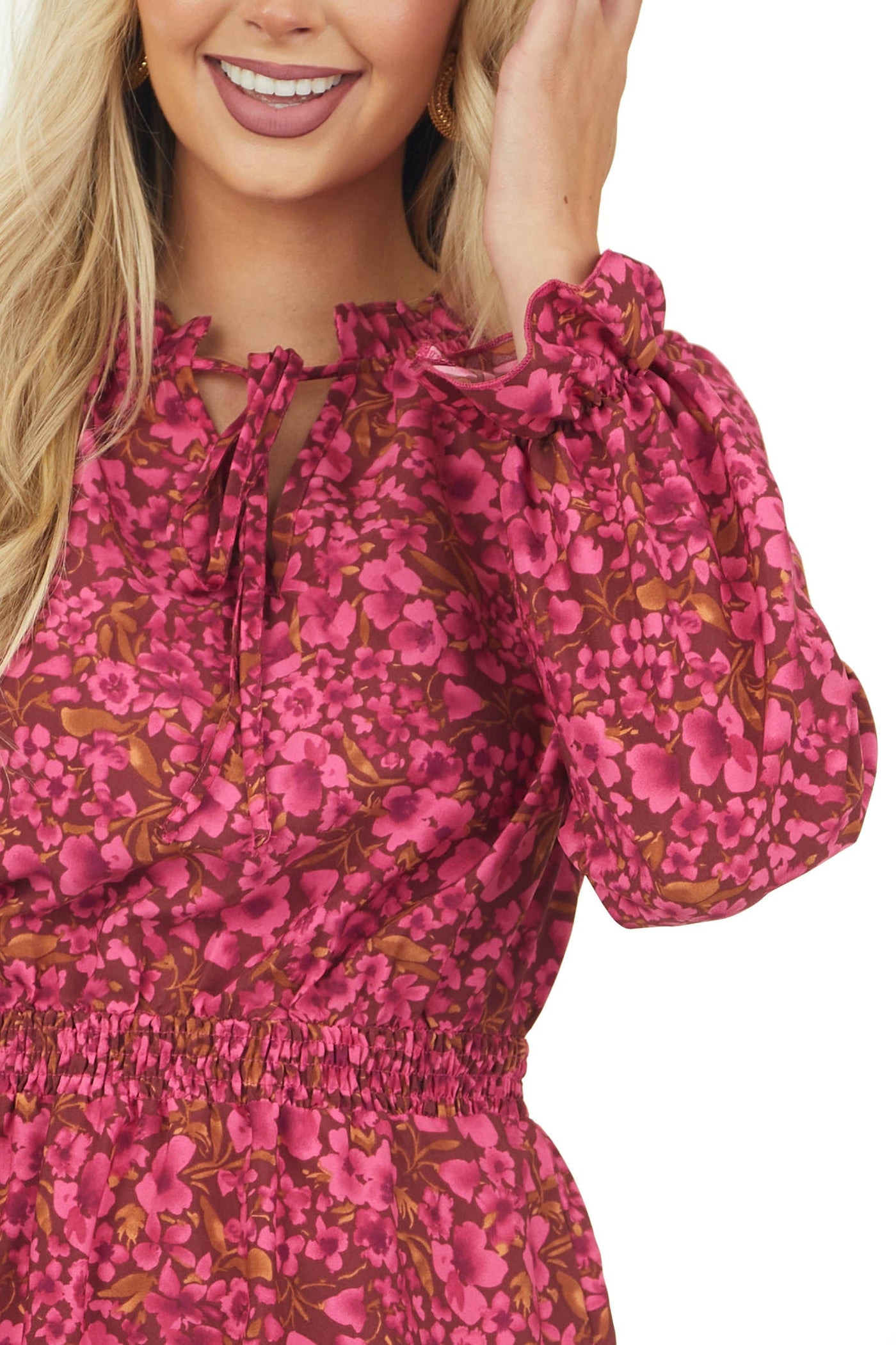 Mulberry Floral Print Peasant Style Frill Dress