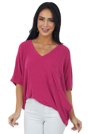 Mulberry Short Dolman Sleeve Chest Pocket Top