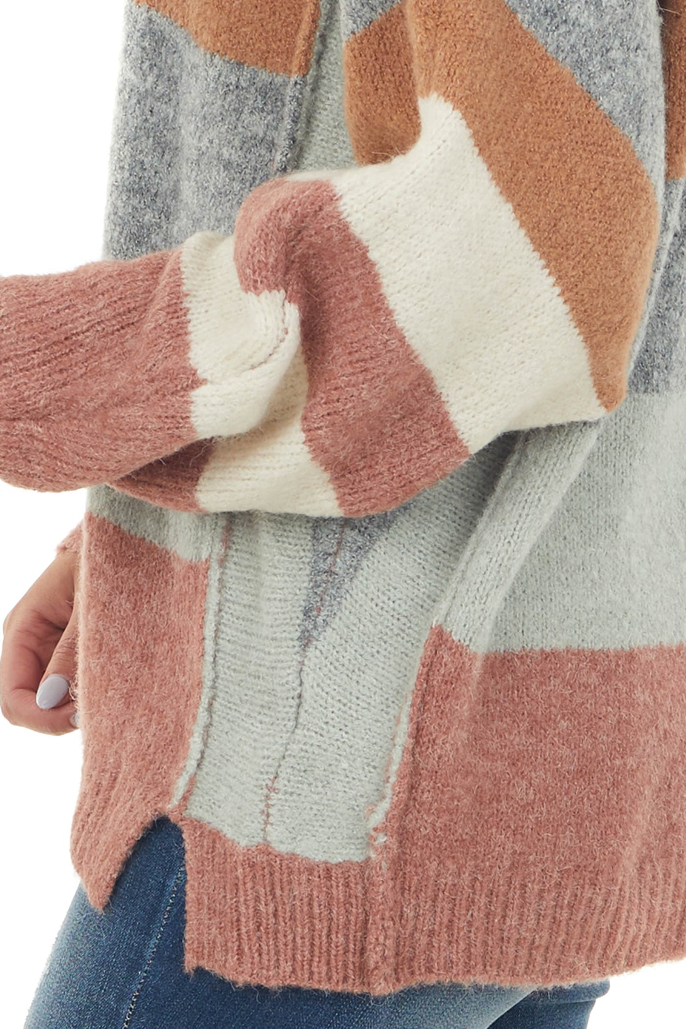 Multicolor Striped Dolman Sleeve Sweater