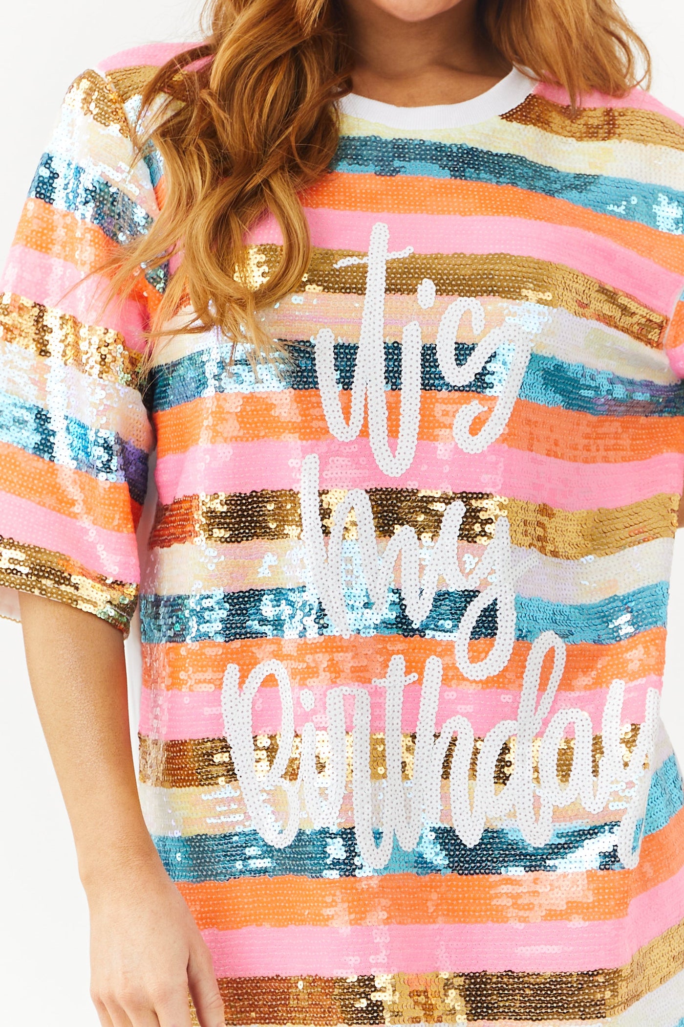 Multicolor Striped 'It's My Birthday' Sequin Dress