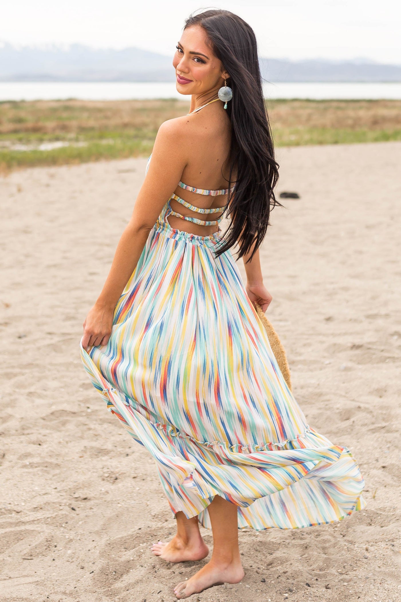 Multicolor Striped Sleeveless Maxi Dress