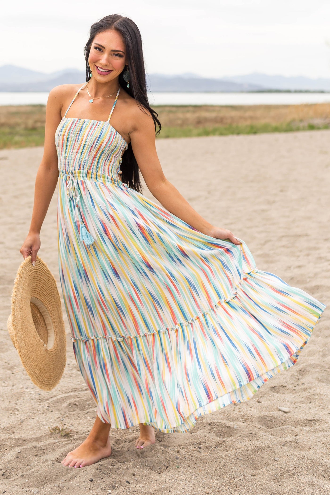 Multicolor Striped Sleeveless Maxi Dress