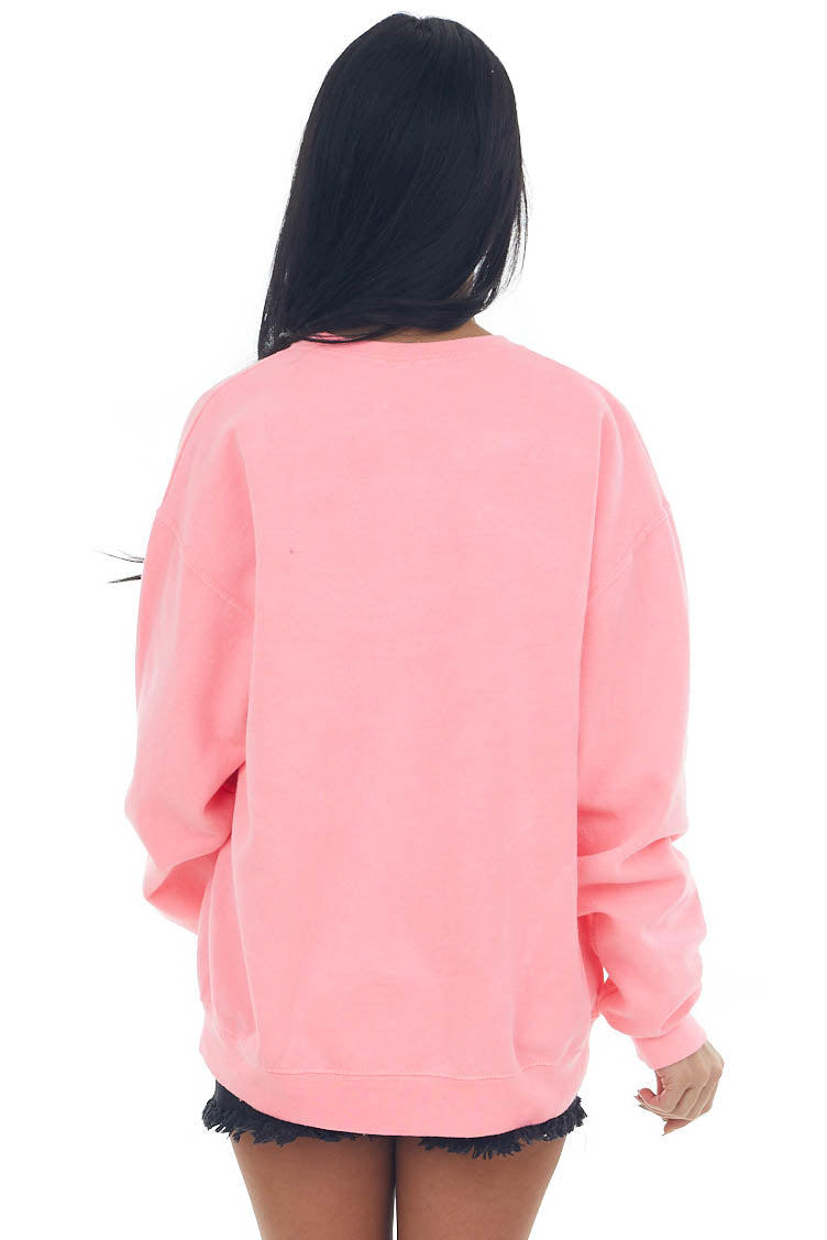 Neon Pink 'Rock N Roll' Graphic Sweatshirt