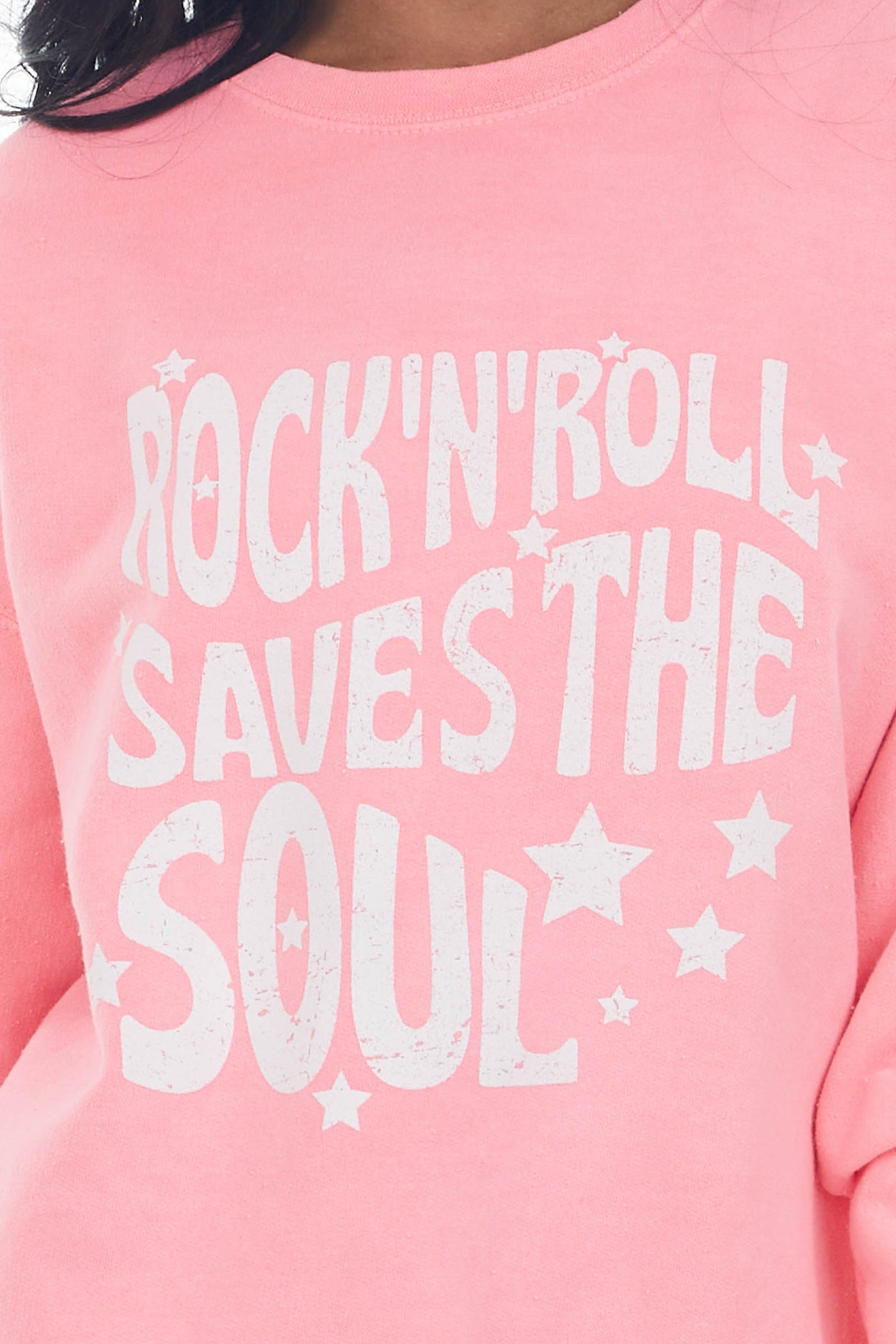 Neon Pink 'Rock N Roll' Graphic Sweatshirt