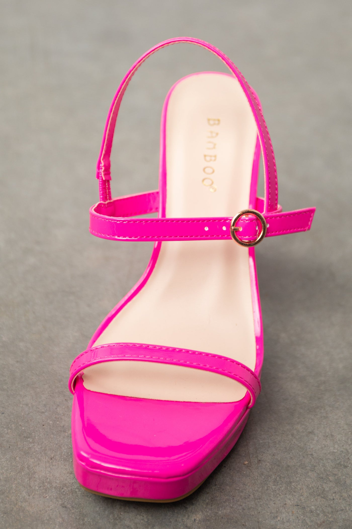 Neon Fuchsia Square Toe Platform High Heels