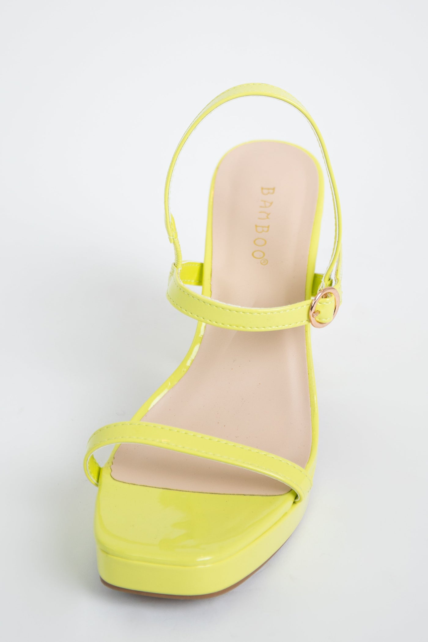 Neon Yellow Square Toe Platform High Heels