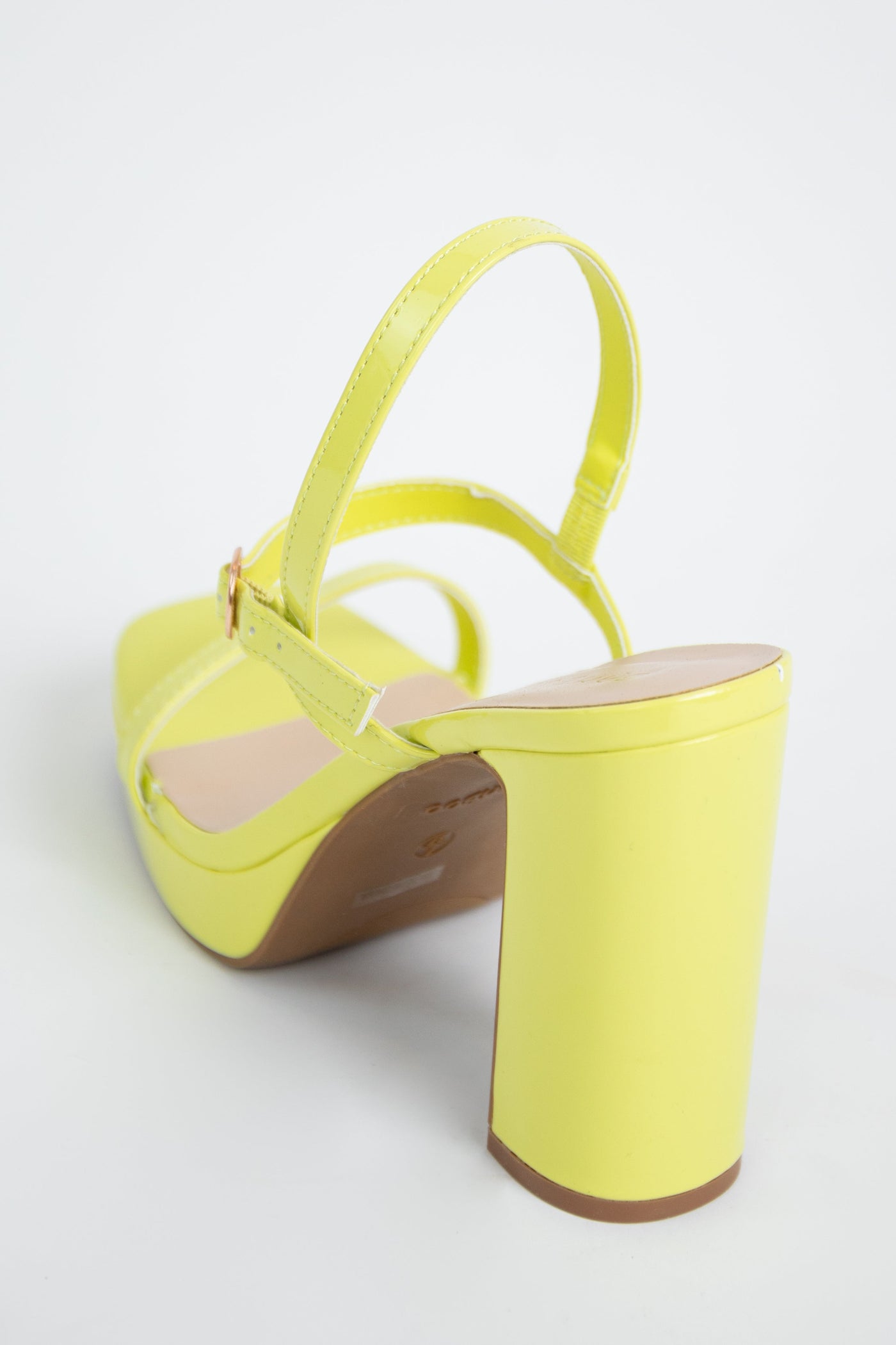 Neon Yellow Square Toe Platform High Heels