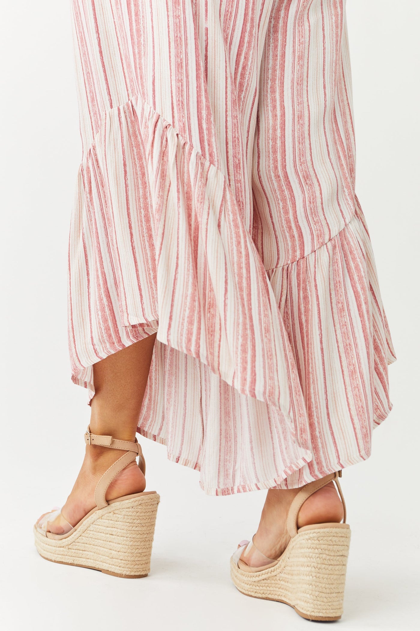 Nude Lucite Espadrille Ankle Strap Wedges