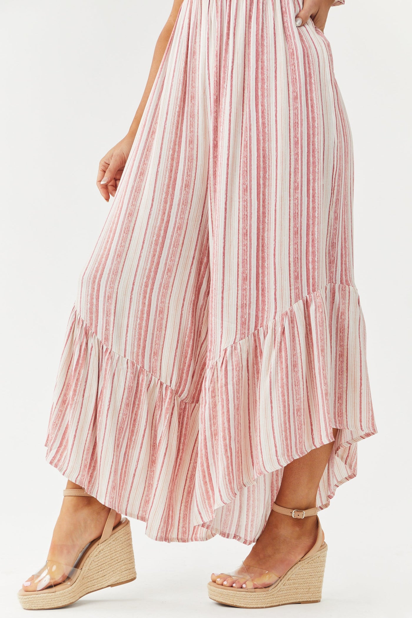 Nude Lucite Espadrille Ankle Strap Wedges