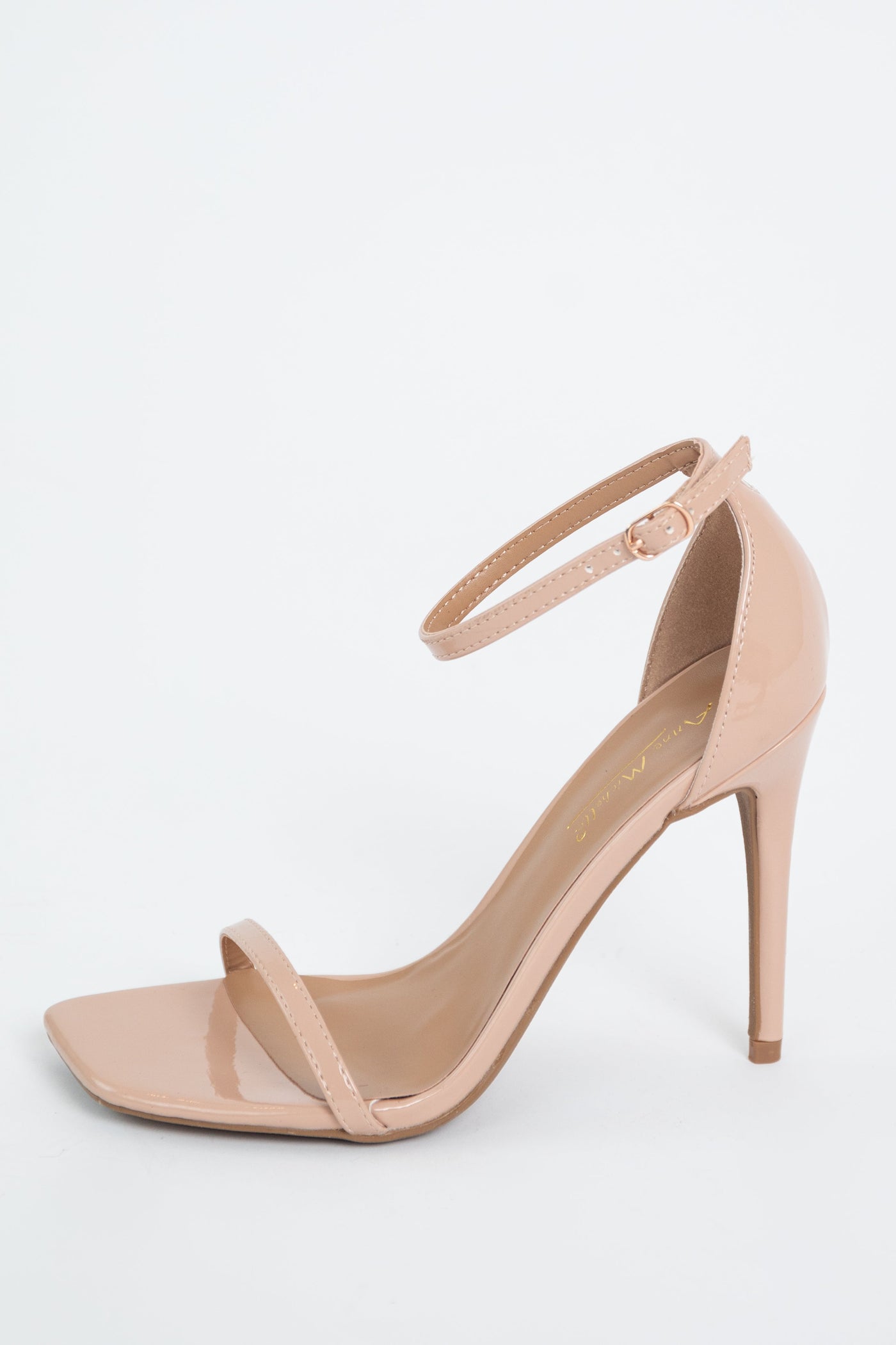 Nude Pleather Square Toe Stiletto Heels