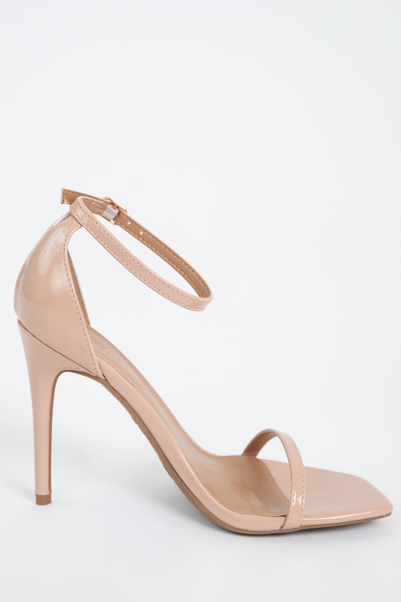 Nude Pleather Square Toe Stiletto Heels