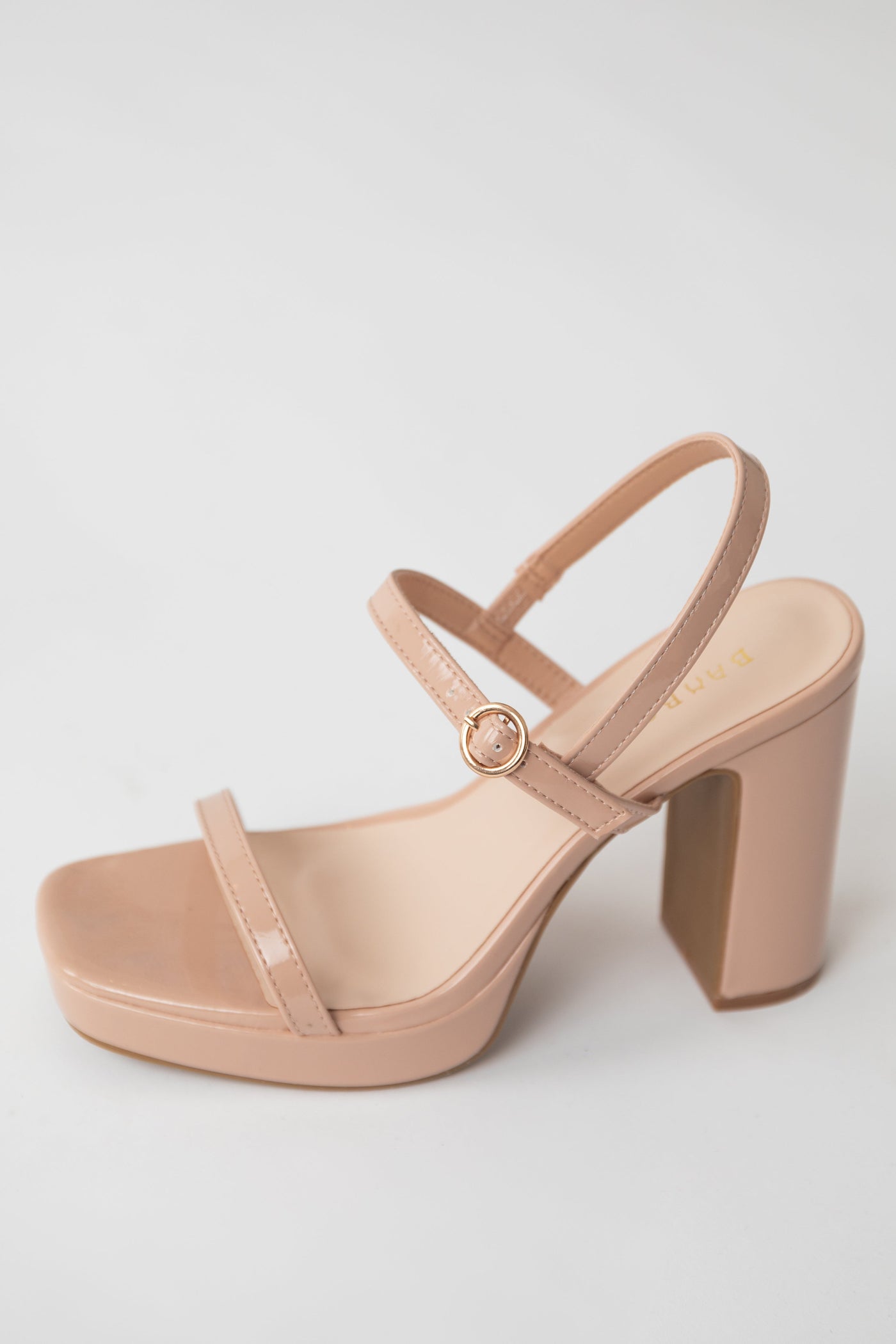 Nude Square Toe Platform High Heels