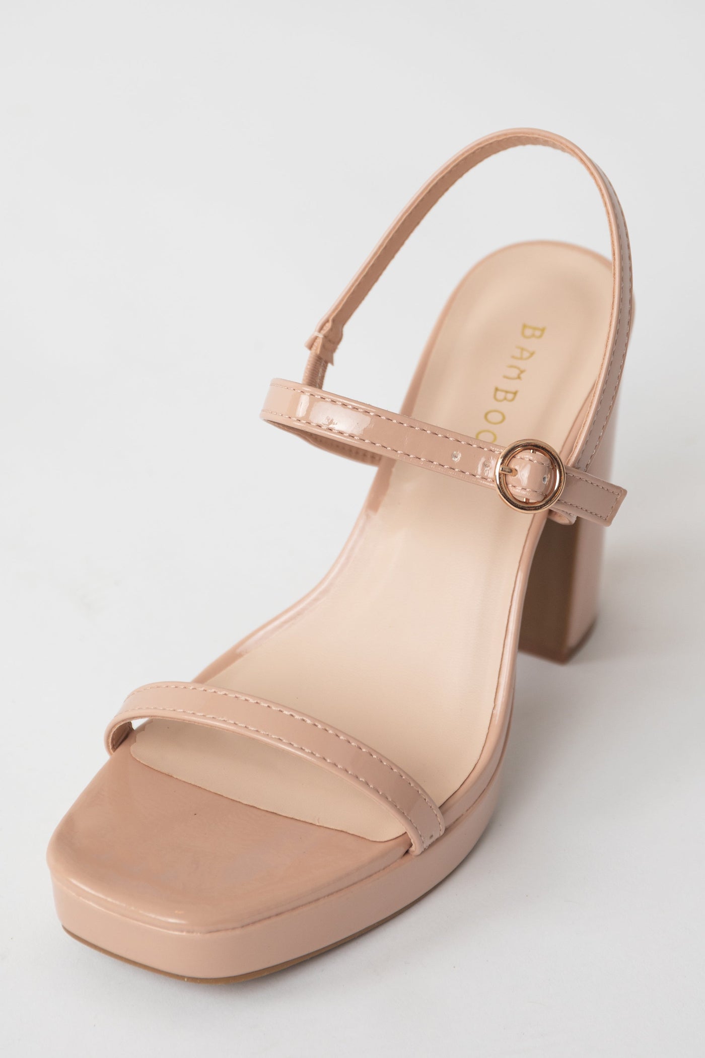 Nude Square Toe Platform High Heels