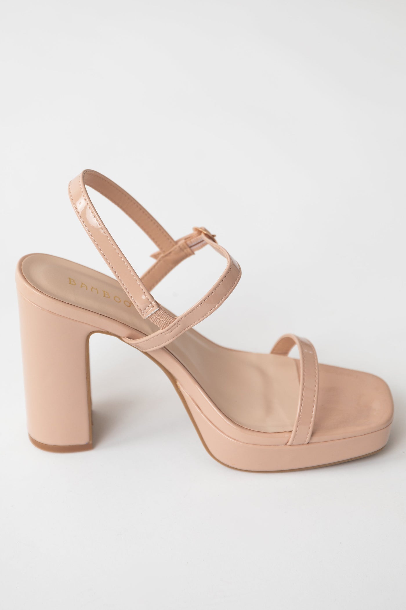 Nude Square Toe Platform High Heels