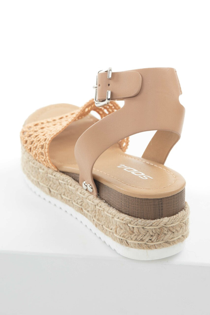 Nude Eyelet Band Espadrille Ankle Strap Sandal
