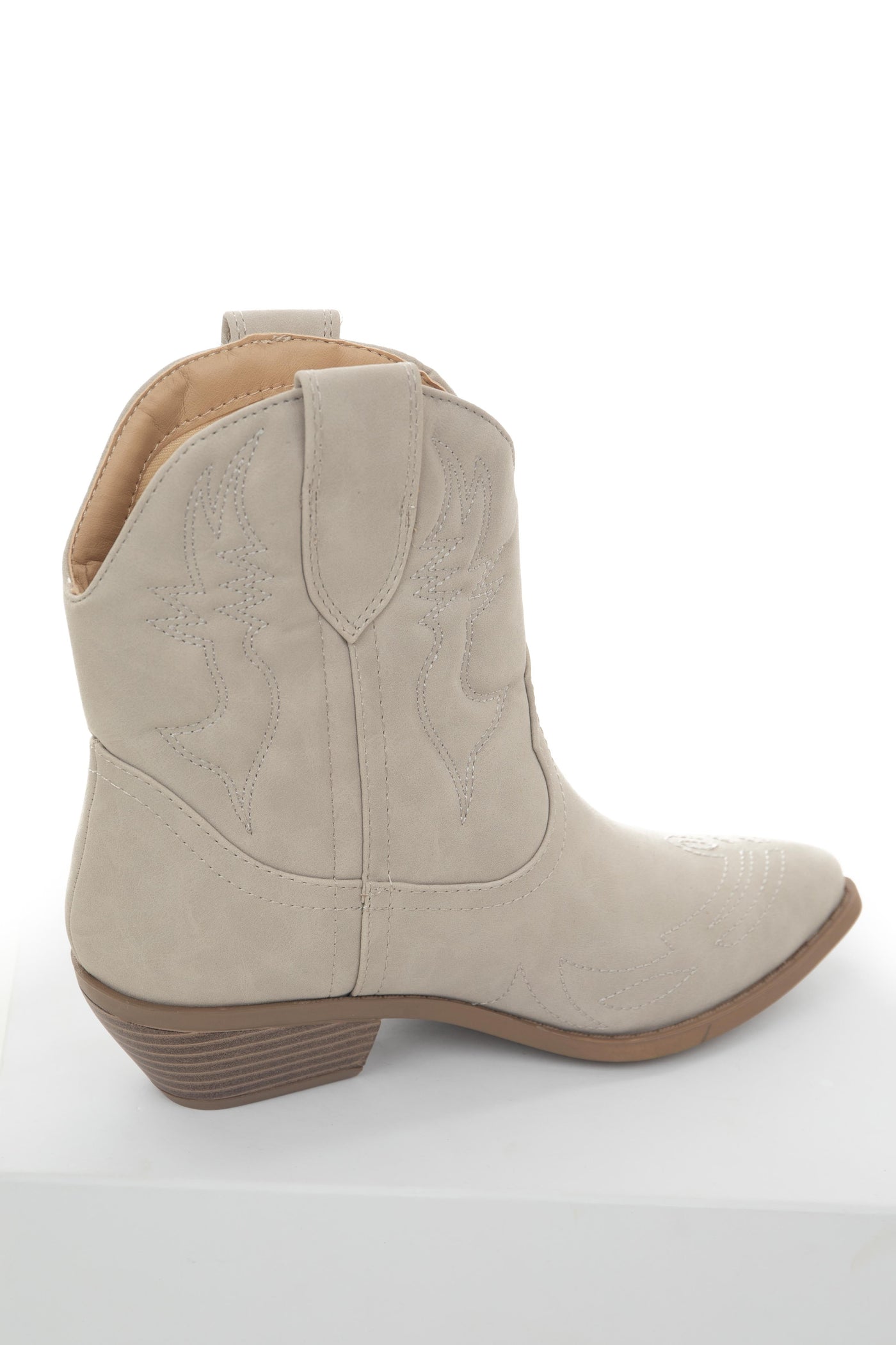 Oatmeal Western Style Pointed Toe Booties