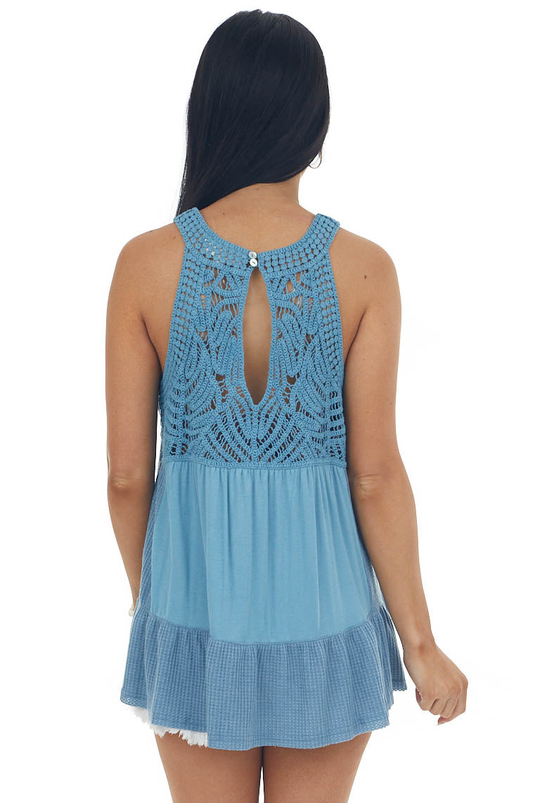 Ocean Crochet Babydoll Flowy Knit Tank Top