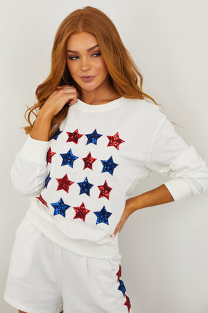 Off White Americana Sequin Star Patch Sweatshirt