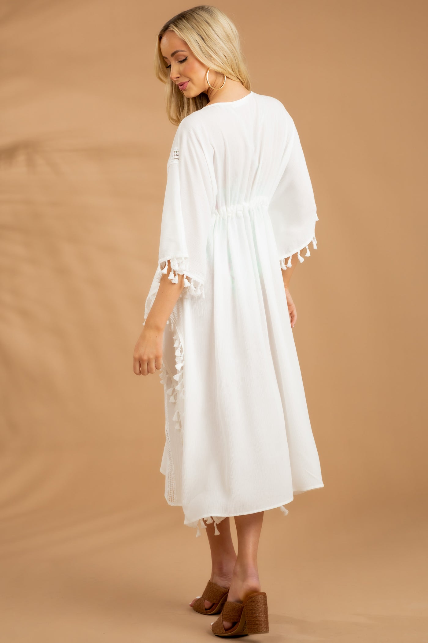 Off White Cover Up Dress with Deep Side Slits