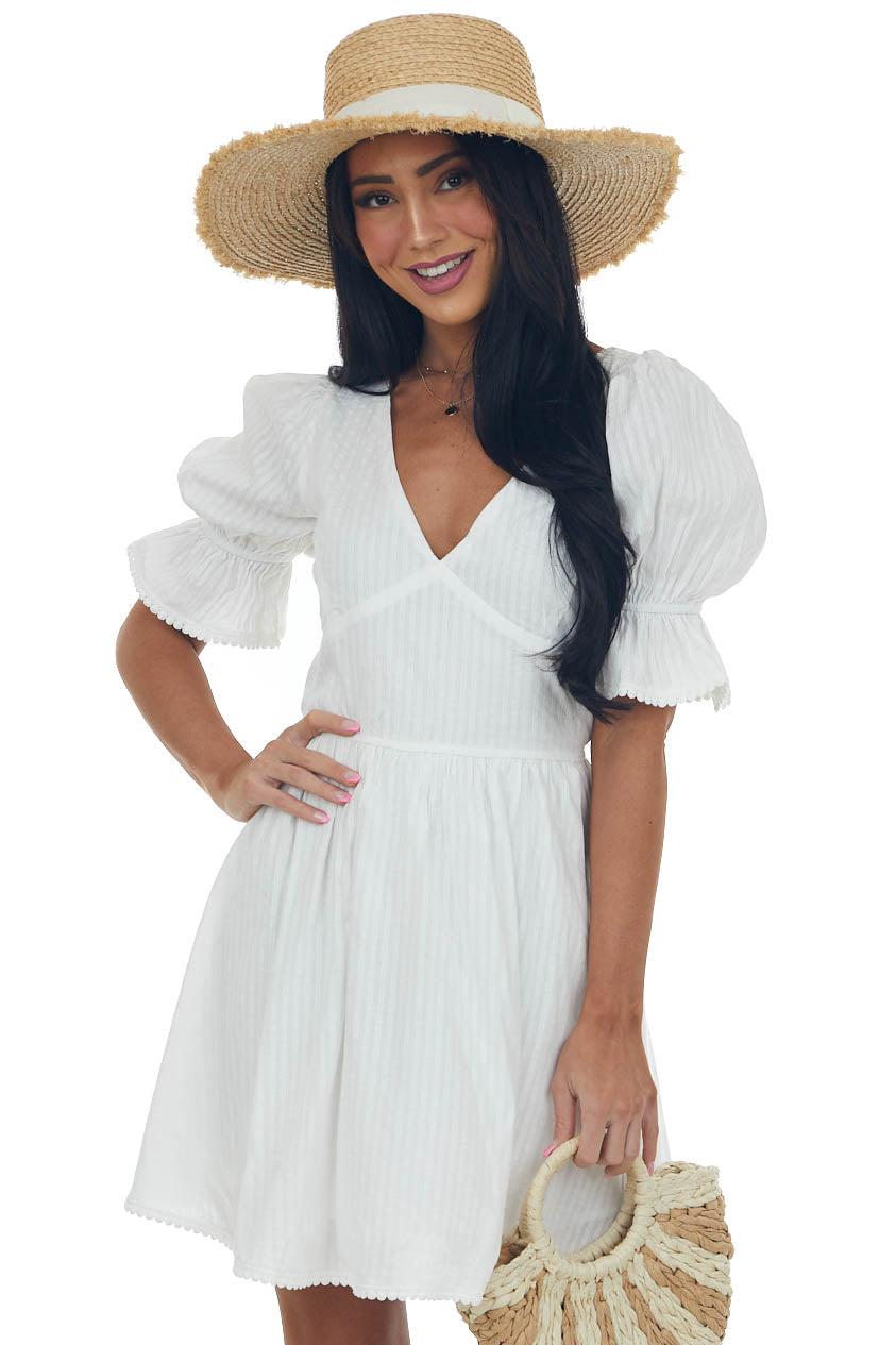 Off White Criss Cross Open Back Short Dress