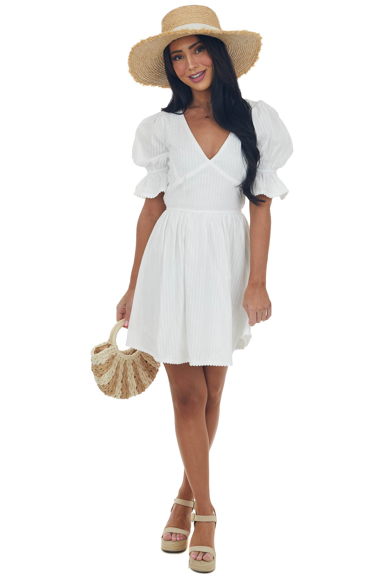 Off White Criss Cross Open Back Short Dress