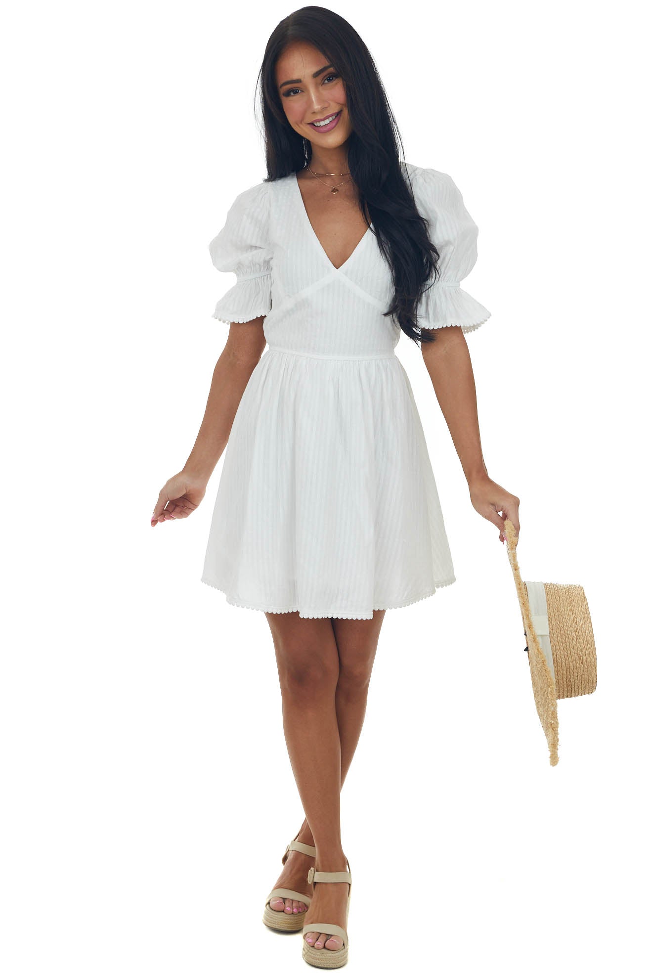 Off White Criss Cross Open Back Short Dress