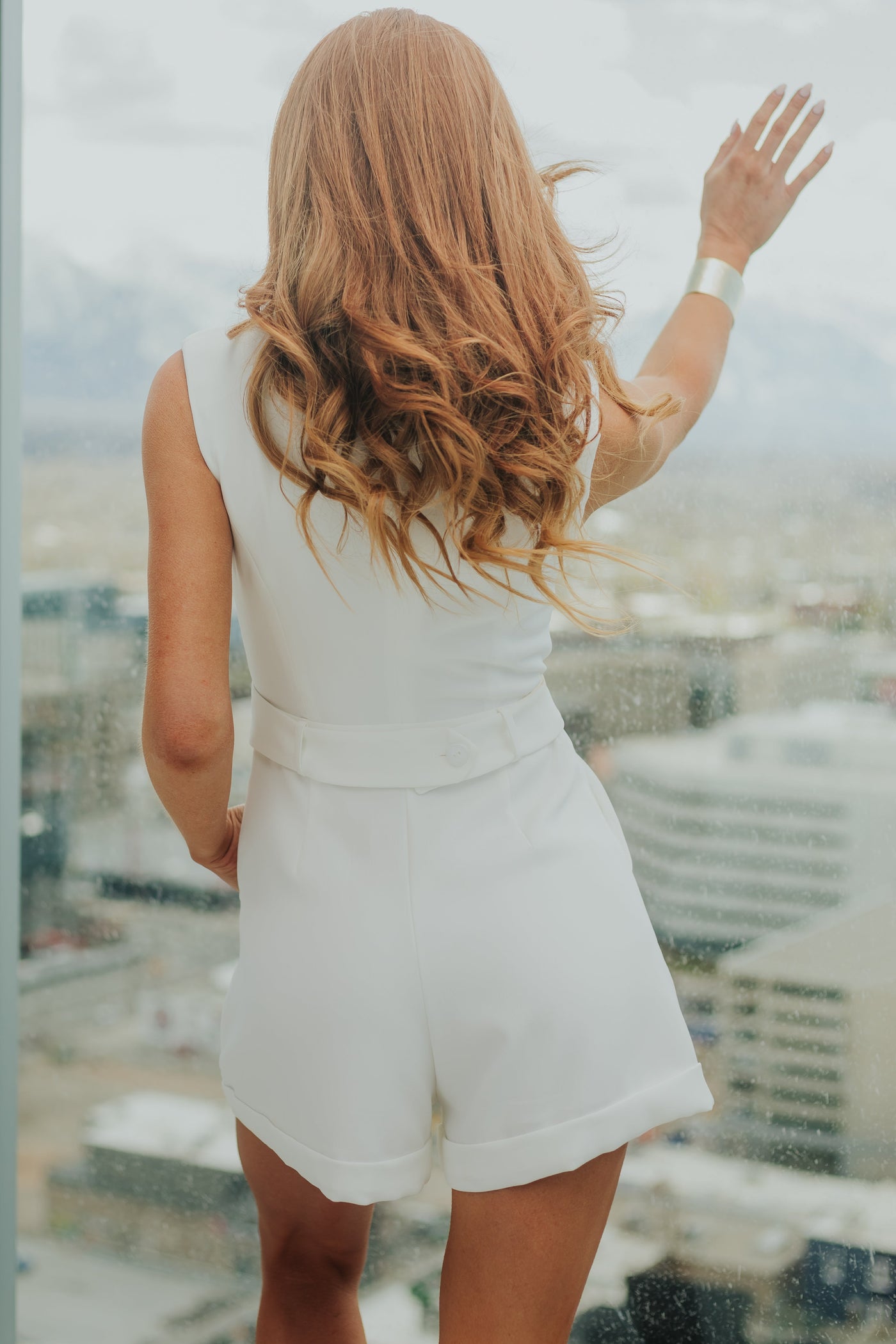 Off White Front Wrap Sleeveless Blazer Romper