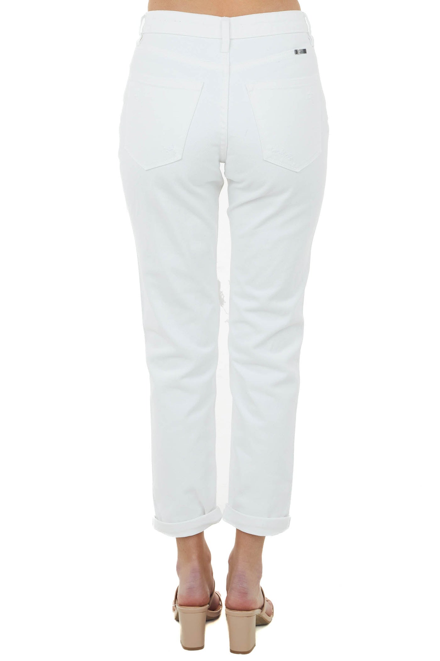 Off White High Rise Heavily Distressed Denim Jeans