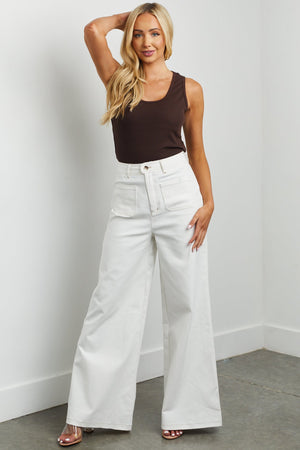 Off White High Rise Wide Leg Sailor Jeans